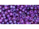 TOHO Glass Seed Bead, Size 8, 3mm, Inside-Color Rainbow Rosaline/Opaque Purple-Lined (Tube)