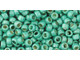 TOHO Glass Seed Bead, Size 8, 3mm, PermaFinish - Matte Galvanized Green Teal (Tube)