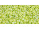 TOHO Glass Seed Bead, Size 11, 2.1mm, Transparent-Rainbow Frosted Lime Green (Tube)