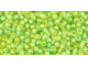 TOHO Glass Seed Bead, Size 11, 2.1mm, Transparent-Rainbow Lime Green (Tube)