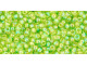 TOHO Glass Seed Bead, Size 11, 2.1mm, Transparent-Rainbow Lime Green (Tube)