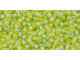 TOHO Glass Seed Bead, Size 11, 2.1mm, Transparent-Rainbow Lime Green (Tube)