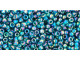 TOHO Glass Seed Bead, Size 11, 2.1mm, Transparent-Rainbow Teal (Tube)