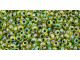 TOHO Glass Seed Bead, Size 11, 2.1mm, Inside-Color Rainbow Jonquil/Forest Green-Lined (Tube)