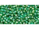 TOHO Glass Seed Bead, Size 11, 2.1mm, Transparent-Rainbow Grass Green (Tube)