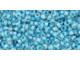 TOHO Glass Seed Bead, Size 11, 2.1mm, Inside-Color Luster Crystal/Opaque Aqua-Lined (Tube)