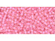 TOHO Glass Seed Bead, Size 11, 2.1mm, Inside-Color Transparent-Rainbow Crystal/Hot Pink-Lined (Tube)
