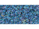 TOHO Glass Seed Bead, Size 11, 2.1mm, Inside-Color Luster Crystal/Capri Blue-Lined (Tube)
