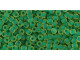TOHO Glass Seed Bead, Size 11, 2.1mm, Inside-Color Frosted Jonquil/Emerald-Lined (Tube)