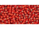 TOHO Glass Seed Bead, Size 11, 2.1mm, Silver-Lined Frosted Ruby (Tube)