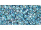 TOHO Glass Seed Bead, Size 11, 2.1mm, Inside-Color Rainbow Crystal/Lt Capri-Lined (Tube)