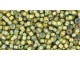 TOHO Glass Seed Bead, Size 11, 2.1mm, Inside-Color Luster Black Diamond/Opaque Yellow-Lined (Tube)