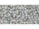 TOHO Glass Seed Bead, Size 11, 2.1mm, Inside-Color Rainbow Crystal/Gray-Lined (Tube)