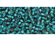 TOHO Glass Seed Bead, Size 11, 2.1mm, Inside-Color Crystal/Prairie Green-Lined (Tube)