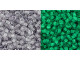 TOHO Glass Seed Bead, Size 11, 2.1mm, Glow In The Dark - Gray Crystal/Bright Green (Tube)