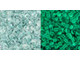 TOHO Glass Seed Bead, Size 11, 2.1mm, Glow In The Dark - Baby Blue/Bright Green (Tube)