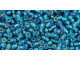 TOHO Glass Seed Bead, Size 11, 2.1mm, Inside-Color Rainbow Crystal/Green Teal-Lined (Tube)