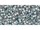 TOHO Glass Seed Bead, Size 11, 2.1mm, Inside-Color Crystal/Metallic Blue-Lined (Tube)