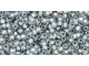 TOHO Glass Seed Bead, Size 11, 2.1mm, Inside-Color Crystal/Metallic Blue-Lined (Tube)