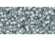 TOHO Glass Seed Bead, Size 11, 2.1mm, Inside-Color Crystal/Metallic Blue-Lined (Tube)