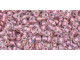 TOHO Glass Seed Bead, Size 11, 2.1mm, Inside-Color Crystal/Rose Gold-Lined (Tube)