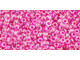 TOHO Glass Seed Bead, Size 11, 2.1mm, Inside-Color Crystal/Fuchsia-Lined (Tube)