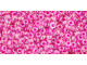 TOHO Glass Seed Bead, Size 11, 2.1mm, Inside-Color Crystal/Fuchsia-Lined (Tube)