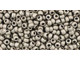 TOHO Glass Seed Bead, Size 11, 2.1mm, Metallic Frosted Antique Silver (Tube)