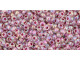 TOHO Glass Seed Bead, Size 11, 2.1mm, Inside-Color Rainbow Crystal/Strawberry-Lined (Tube)