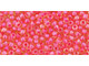 TOHO Glass Seed Bead, Size 11, 2.1mm, Luminous Lt Topaz/Neon Pink-Lined (Tube)