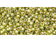 TOHO Glass Seed Bead, Size 11, 2.1mm, Gold-Lined Peridot (Tube)