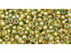 TOHO Glass Seed Bead, Size 11, 2.1mm, Gold-Lined Rainbow Peridot (Tube)