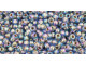 TOHO Glass Seed Bead, Size 11, 2.1mm, Gold-Lined Rainbow Lt Sapphire (Tube)