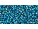 TOHO Glass Seed Bead, Size 15, 1.5mm, Transparent-Rainbow Frosted Teal (Tube)