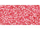 The uniform size and shape of Toho seed beads make them an excellent choice for beadwork and consistently-sized spacers.Toho seed beads are usually colorfast; however, galvanized and silver-lined  beads may fade over time. Protect them from bleach, excessive friction and direct sunlight to keep them looking like new. Seed Bead Facts What are seed beads? Popular, tiny glass beads commonly used for weaving and embellishment.How are they made? Glass is pulled or drawn using a hollow tube, and then   the glass is cut in small pieces. They are sometimes reheated to round   the ends.What's that funny little zero? That zero refers to   the number of aughts, which is a unit used to indicate the size of   small beads. The scale is inverted, so larger numbers of aughts   correspond to smaller beads (i.e. the bigger the number, the smaller   the bead). Size 11 would be 00000000000, but since that takes up too much   room, it is abbreviated to 110.  See Related Products links (below) for similar items and additional jewelry-making supplies that are often used with this item. 