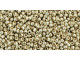 The uniform size and shape of Toho seed beads make them an excellent choice for beadwork and consistently-sized spacers.Toho seed beads are usually colorfast; however, galvanized and silver-lined  beads may fade over time. Protect them from bleach, excessive friction and direct sunlight to keep them looking like new. Seed Bead Facts What are seed beads? Popular, tiny glass beads commonly used for weaving and embellishment.How are they made? Glass is pulled or drawn using a hollow tube, and then   the glass is cut in small pieces. They are sometimes reheated to round   the ends.What's that funny little zero? That zero refers to   the number of aughts, which is a unit used to indicate the size of   small beads. The scale is inverted, so larger numbers of aughts   correspond to smaller beads (i.e. the bigger the number, the smaller   the bead). Size 11 would be 00000000000, but since that takes up too much   room, it is abbreviated to 110.  See Related Products links (below) for similar items and additional jewelry-making supplies that are often used with this item. 