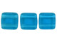 CzechMates Glass 6mm Capri Blue Two-Hole Tile Bead Strand