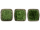 CzechMates Glass 6mm Polychrome Olive Mauve Two-Hole Tile Bead Strand