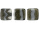 CzechMates Glass 6mm Sueded Gold Jet/Gray Stripe Two-Hole Tile Bead Strand