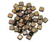 CzechMates Glass 2-Hole Square Tile Beads 6mm 'Jet Bronze Picasso'