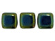 CzechMates Glass 2-Hole Square Tile Beads 6mm 'Green Iris'