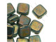 CzechMates Glass 2-Hole Square Tile Beads 6mm 'Bronze Picasso / Turquoise'