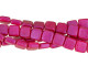 CzechMates Glass 6mm Opalescent Neon Pink Two-Hole Tile Bead Strand