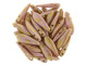 CzechMates Glass 2-Hole Dagger Beads 16x5mm - Opaque Rose Luster / Gold Topaz