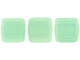 CzechMates Glass 6mm Sueded Gold Milky Aquamarine Two-Hole Tile Bead Strand