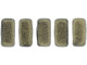CzechMates Glass 3 x 6mm Sueded Gold Navy 2-Hole Brick Bead Strand