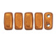 CzechMates Glass 3 x 6mm ColorTrends Saturated Metallic Russet Orange 2-Hole Brick Bead (50pc Strand)