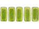 CzechMates Glass 3 x 6mm ColorTrends Saturated Metallic Lime Punch 2-Hole Brick Bead Strand