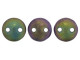 CzechMates Glass 2-Hole Round Flat Lentil Beads 6mm - Matte Iris Green