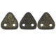 CzechMates 2-Hole Triangle Beads 6mm - Dark Green Metallic Suede